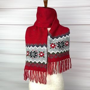 NECKWORKS made in PERU Alpaca Blend Embroidered Red Winter Scarf